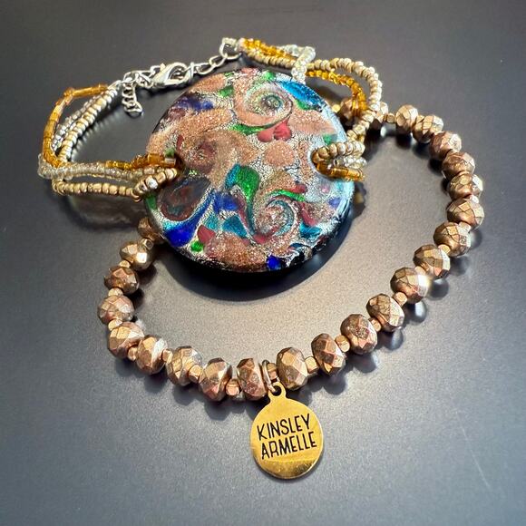 Gorgeous Pair of Colorful Artisan Glass Beaded Bracelets - Picture 1 of 8